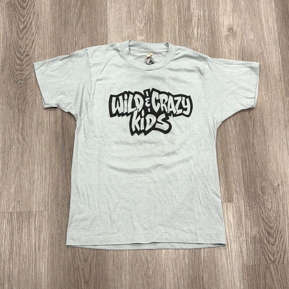 Vintage 90s Wild & Crazy Kids Contestant Tee T-Shirt Mens Size Medium Grey Promo
